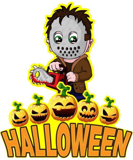 Halloween Poster com assassino com máscara
 - Vetor, Imagem