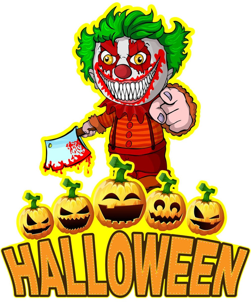 Halloween Poster met clown houden van een knif - Vector, afbeelding