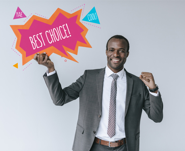 uomo d'affari afro-americano con la migliore carta scelta
 - Foto, immagini