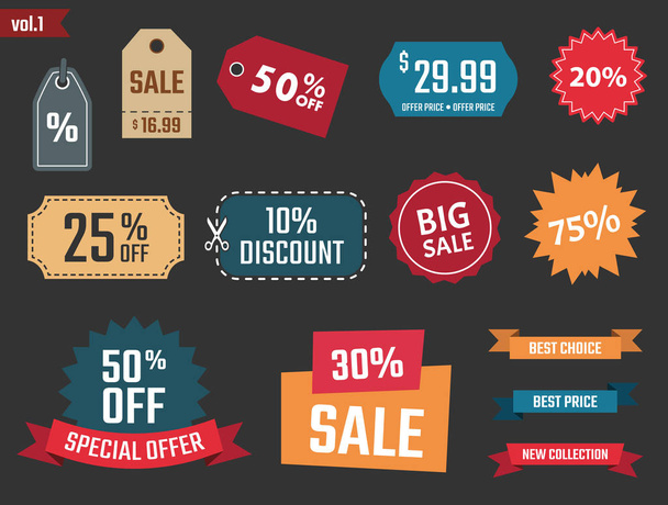 discount banners, offer price coupons and labels - Wektor, obraz
