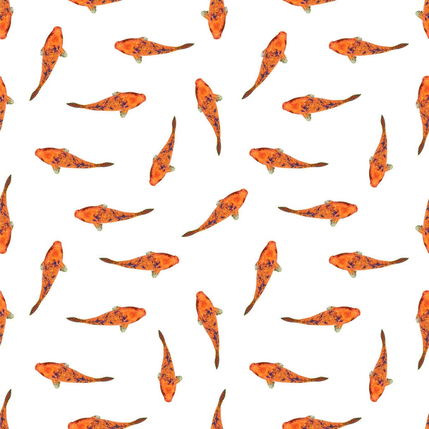 Koi Fishes Motif Seamless Pattern - Photo, Image