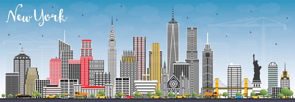New York USA Skyline with Gray Skyscrapers and Blue Sky. - Vektori, kuva