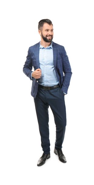 Handsome successful businessman on white background - Fotó, kép