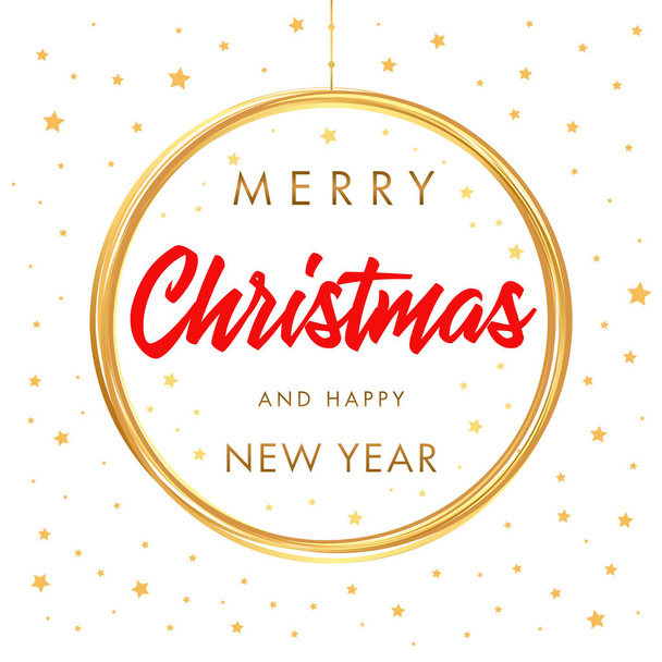 Merry Christmas and Happy New Year calligraphic white banner - Vector, Image