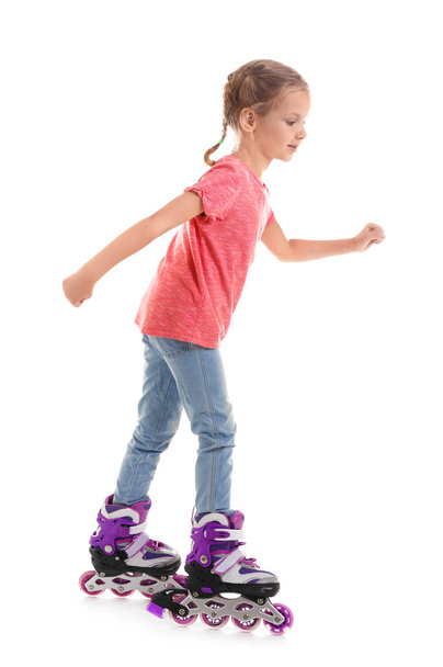 Cute girl on roller skates  - Fotó, kép