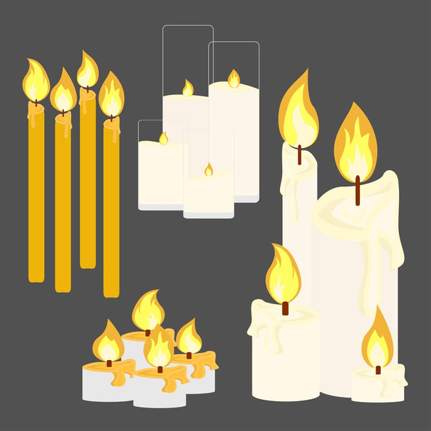 Різні свічки з вогнем
 - Вектор, зображення