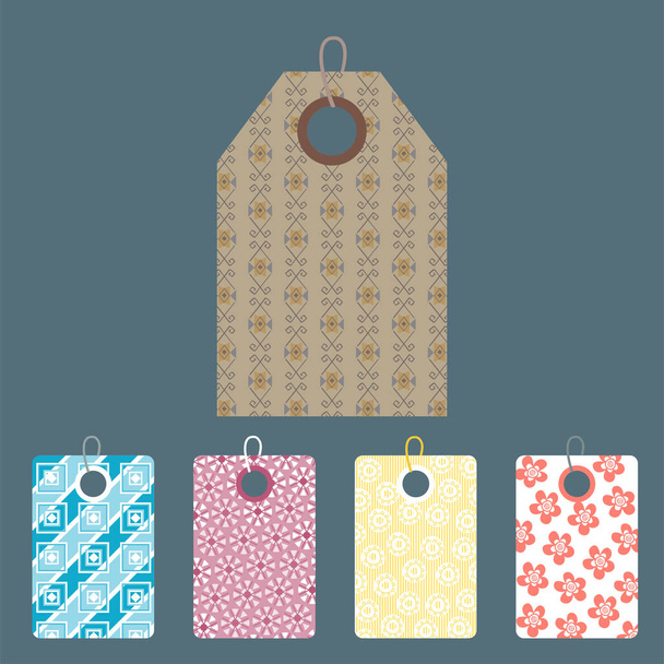Stylish price clothes tag with pattern sale card stickers collection paper blank business promotion badge vector illustration - Vector, Image