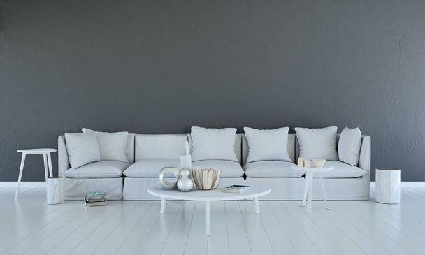 Design interiéru moderní obývák a obývací pokoj a grey wall textury pozadí - Fotografie, Obrázek