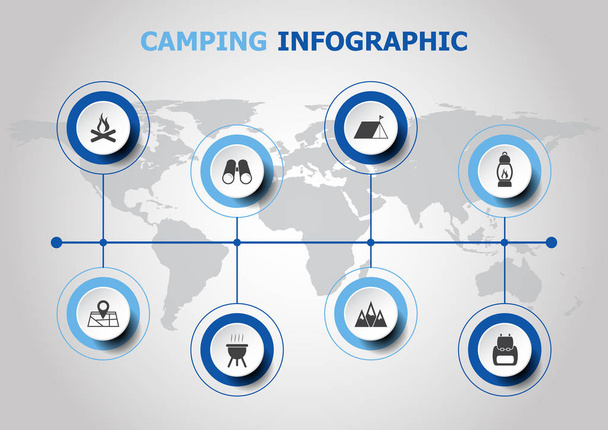Diseño infográfico con iconos de camping
 - Vector, imagen