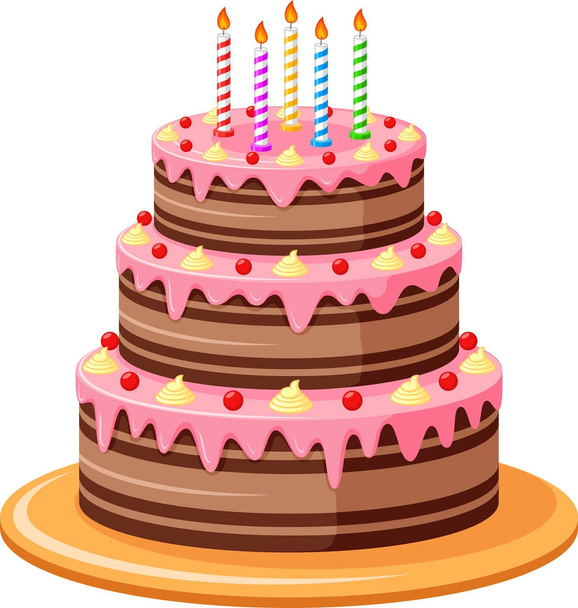 Ilustración vectorial de pastel de cumpleaños
 - Vector, Imagen