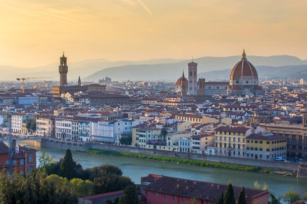 Florence city skyline with sunset in Tuscany, Italy - Photo, Image