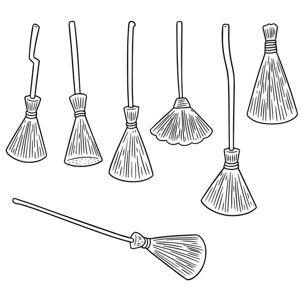 vector set of broom - Διάνυσμα, εικόνα