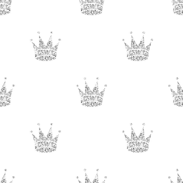 серебристая блестящая корона на белом фоне
 - Вектор,изображение