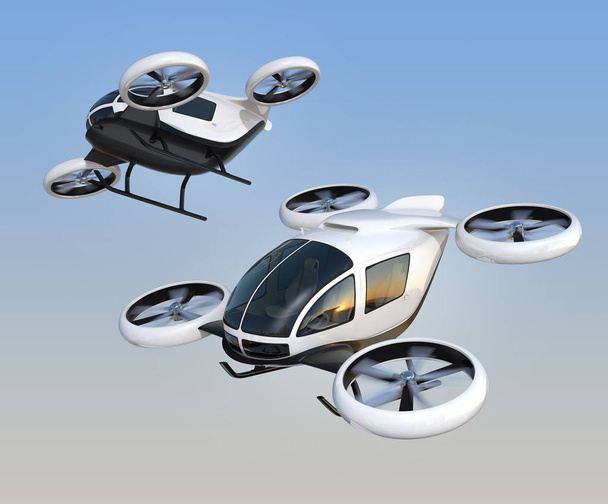 Dos aviones no tripulados de pasajeros que vuelan en el cielo
 - Foto, Imagen