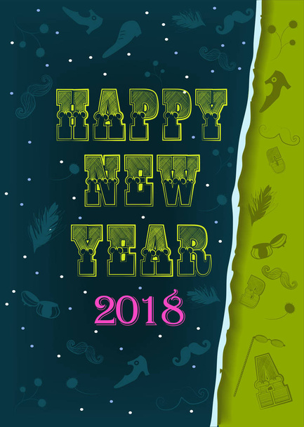 Ευτυχισμένο το νέο έτος 2018. Ρετρό κάρτα - Διάνυσμα, εικόνα