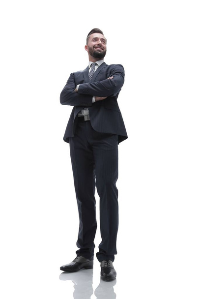 in full growth. businessman with crossed arms - Foto, imagen