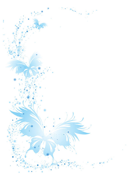 Background with blue flying butterflies. - Vector, imagen