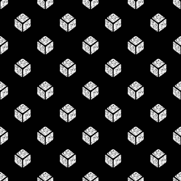 patrón de simetría cuadrada isométrica brillo plata sin costura sobre fondo negro
 - Vector, imagen