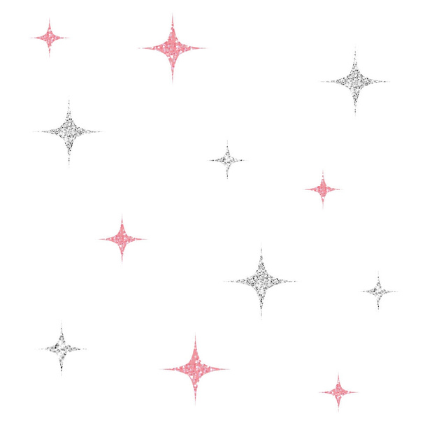 saumaton hopea ja vaaleanpunainen glitter tähti kuvio valkoisella pohjalla
 - Vektori, kuva
