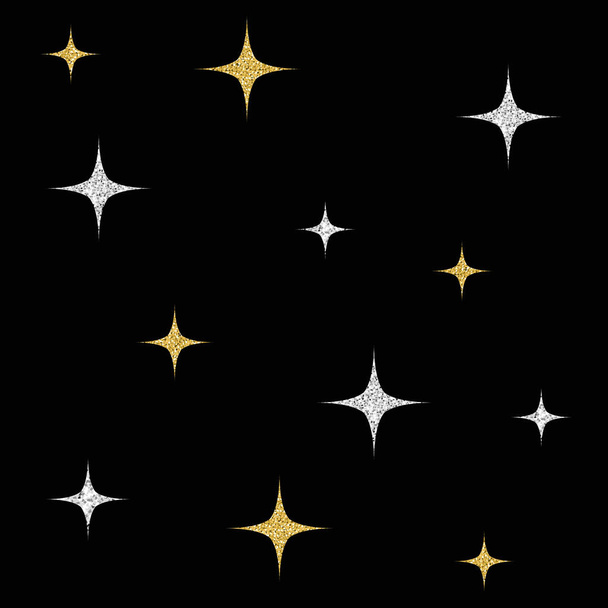 saumaton hopea ja kulta glitter tähti kuvio musta tausta
 - Vektori, kuva