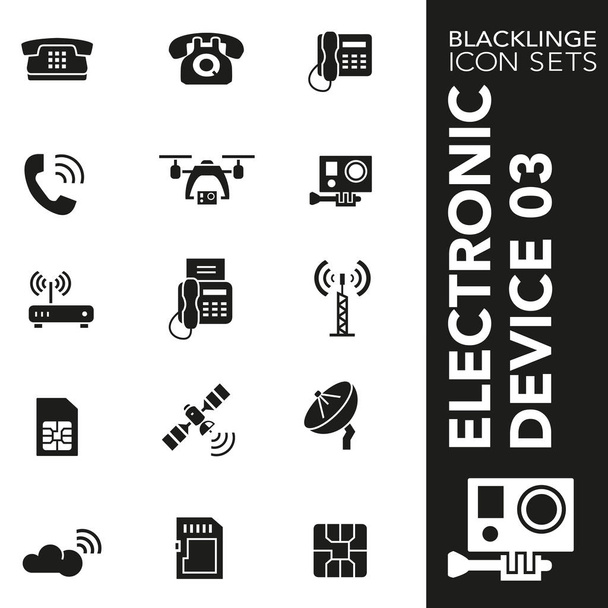 Преміум чорно-білий значок набір електронних пристроїв, технології та електроніки 03. Чорно-білий стиль, сучасна колекція чорно-білих символів
 - Вектор, зображення