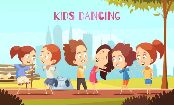 Niños bailando Vector Ilustración
  - Vector, imagen