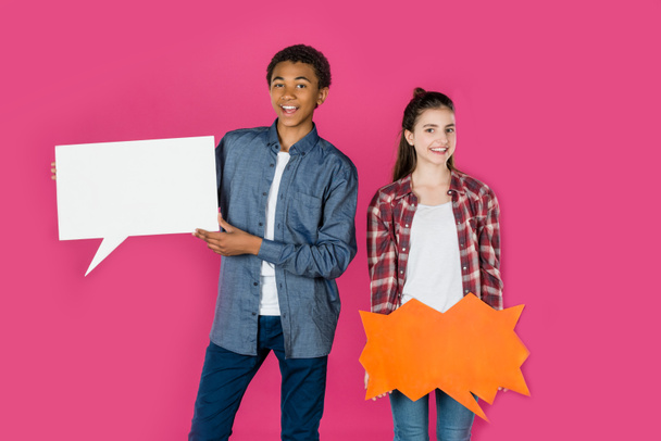 teens with blank speech bubbles - Photo, Image