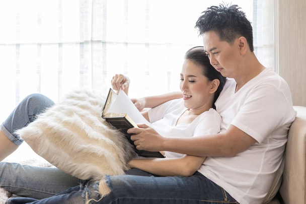 Asian Couple reading book - Photo, image