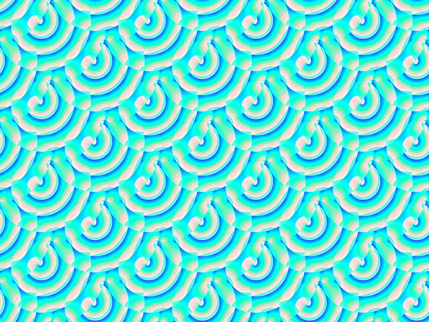 regelmäßige Spiralen Muster türkis blau rosa überlagert und diagonal - Foto, Bild