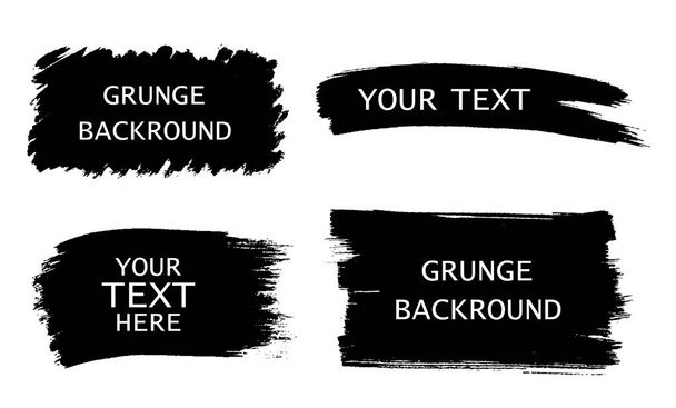 Grunge set of black paint, ink brush strokes, brushes, lines. Dirty artistic design elemens, frames for text - stock vector. - Vektor, kép