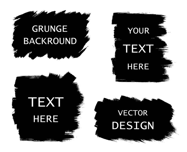 Grunge set of black paint, ink brush strokes, brushes, lines. Dirty artistic design elemens, frames for text - stock vector. - Διάνυσμα, εικόνα
