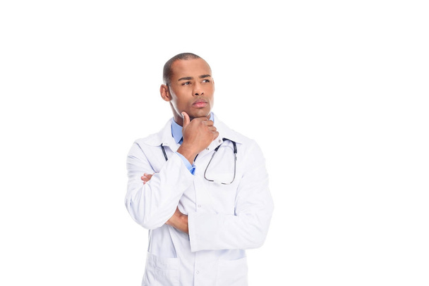 thoughtful african american doctor - Foto, Imagen