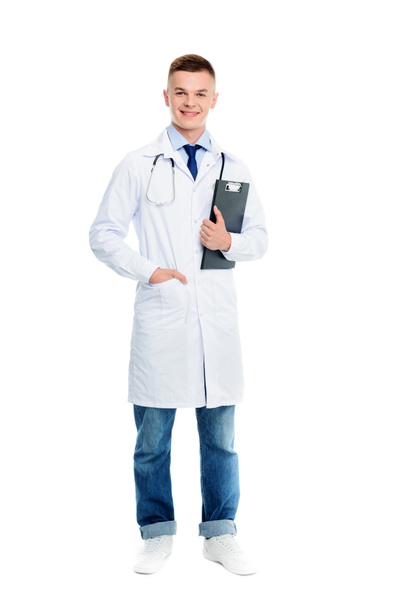 doctor with stethoscope and diagnosis - Photo, Image