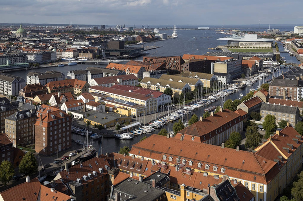Luchtfoto van de stad Kopenhagen - Denemarken - Foto, afbeelding