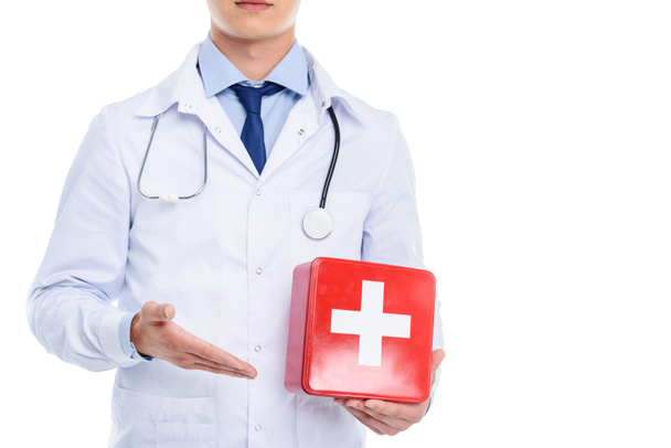 doctor presenting first aid kit - Фото, зображення