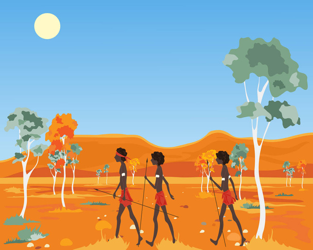 outback aborigine with people - Vector, Image