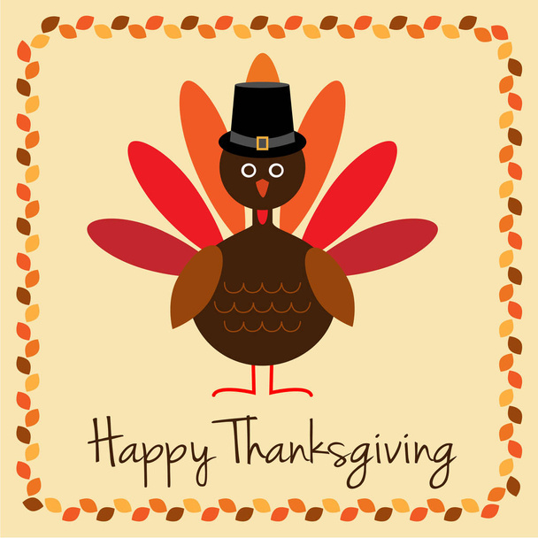 Happy Thanksgiving met Turkije  - Vector, afbeelding