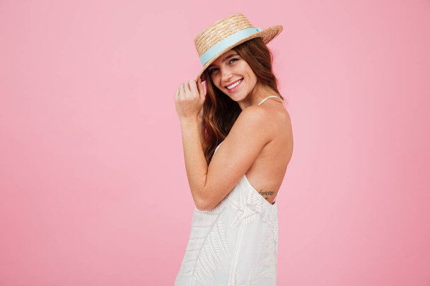 Portrait of a lovely pretty girl in summer dress - Фото, изображение
