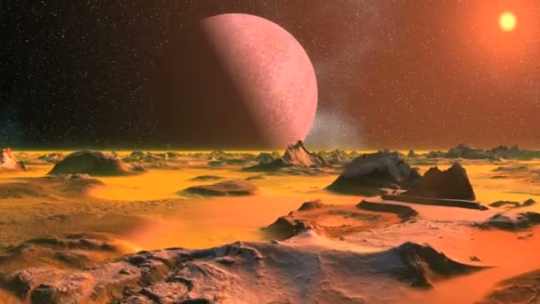 Buitenaards landschap in het oranje licht - Video