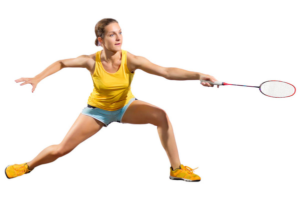 Young woman badminton player (ver without shuttlecock) - Fotó, kép