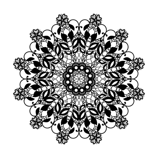 Patrón redondo de encaje vectorial. Mandala con flores ornamentales. Elemento decorativo para diseño y moda
 - Vector, imagen