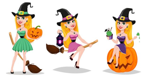 Halloween, cute cartoon character for holiday. Set  - Vector, Image
