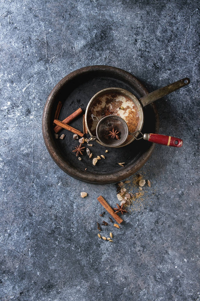 Masala chai with ingredients - Photo, image