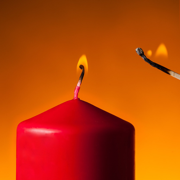 Candle lit church flame candlelight candlestick fire advent matchbo weihnachtszeit - Photo, Image