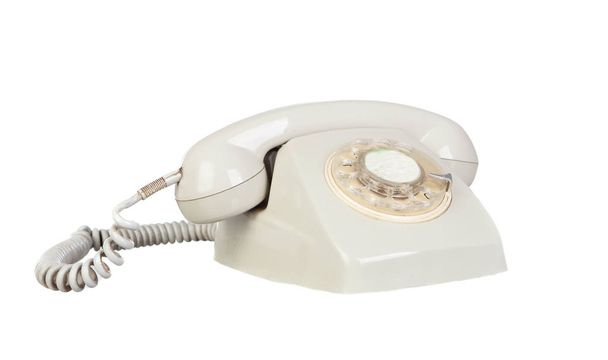 білий старовинний телефон ізольований на білому тлі
 - Фото, зображення