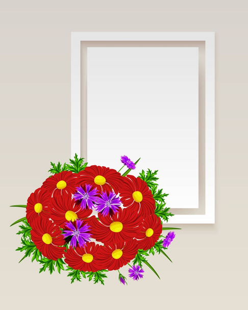 Marco vectorial con flores
  - Vector, imagen