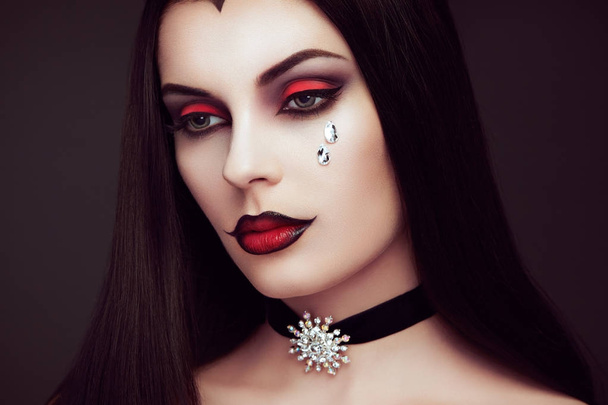 Halloween vampire woman portrait - Фото, изображение