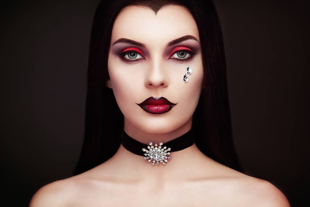 Halloween vampire woman portrait - Fotoğraf, Görsel