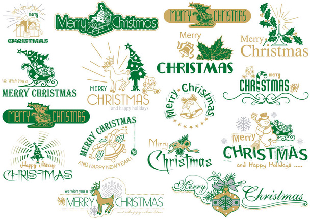 Merry Christmas Typography Set - Vector, Image