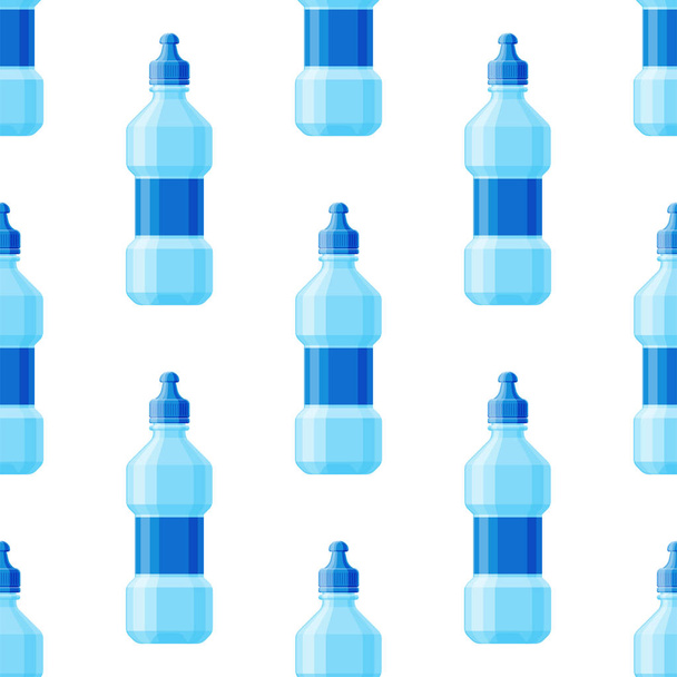 Water plastic bottle vector transparent mineral beverage blank refreshment seamless pattern background aqua fluid illustration. - Vektor, Bild